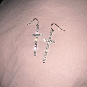 Elegant Silver Cross Earrings